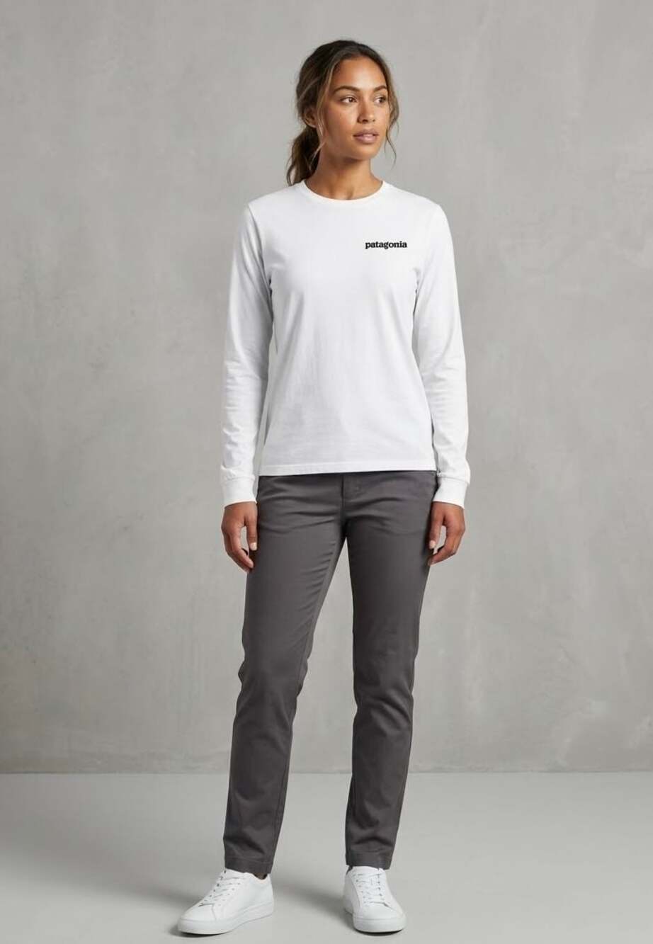 Patagonia Trout Logo Long Sleeve T-Shirt White Size S